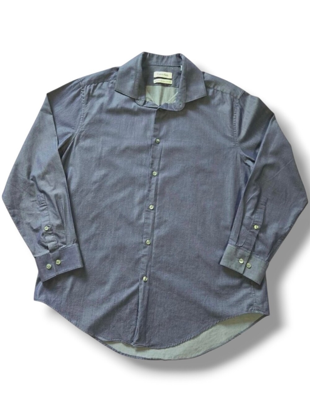 Calvin Klein Slim Fit Dress Shirt L 16.5 | Blue Button Front | Modern Classic